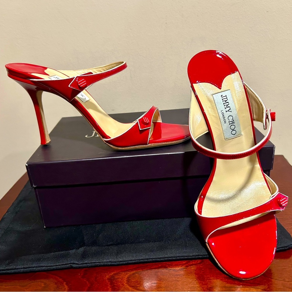 Jimmy Choo Patent Leather Candy Apple Red heels